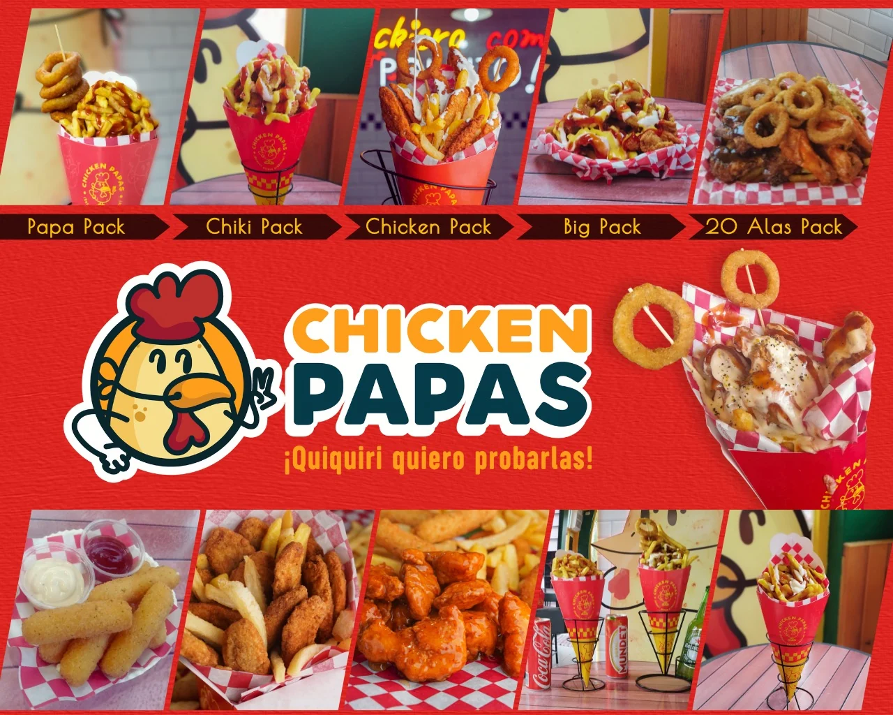 Collage de productos ChickenPapas
